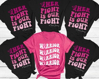 Camiseta de apoyo para mastectomía, camiseta para el equipo de apoyo, camiseta de concientización familiar sobre el cáncer de mama, lazo rosa, su lucha, nuestra lucha, regalos para sobrevivientes