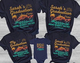 Personalized Graduation Cruise Shirt 2026 Caribbean Cruise Squad Matching Shirts Birthday Family Cruise Shirts Custom Name Tshirt Group Tees
