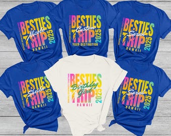 Custom Girls Trip 2026 Shirts Personalized Besties Trip Shirts Girl Vacation Weekend Matching Tees Beach Summer Vacay Group T-shirt Gifts