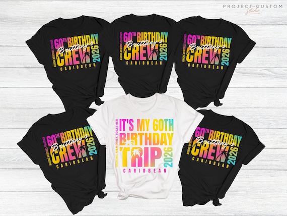 Custom 60th Birthday Trip Shirts - Personalized Beach Vacation 50th Bday Travel Tshirts (Matching Group Tees)