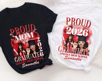 Proud Family of a 2026 Graduate Shirt Bootleg Custom Photo Shirt Family Matching Graduation Tshirts Grad Party Tee Gift Senior Class of 2026