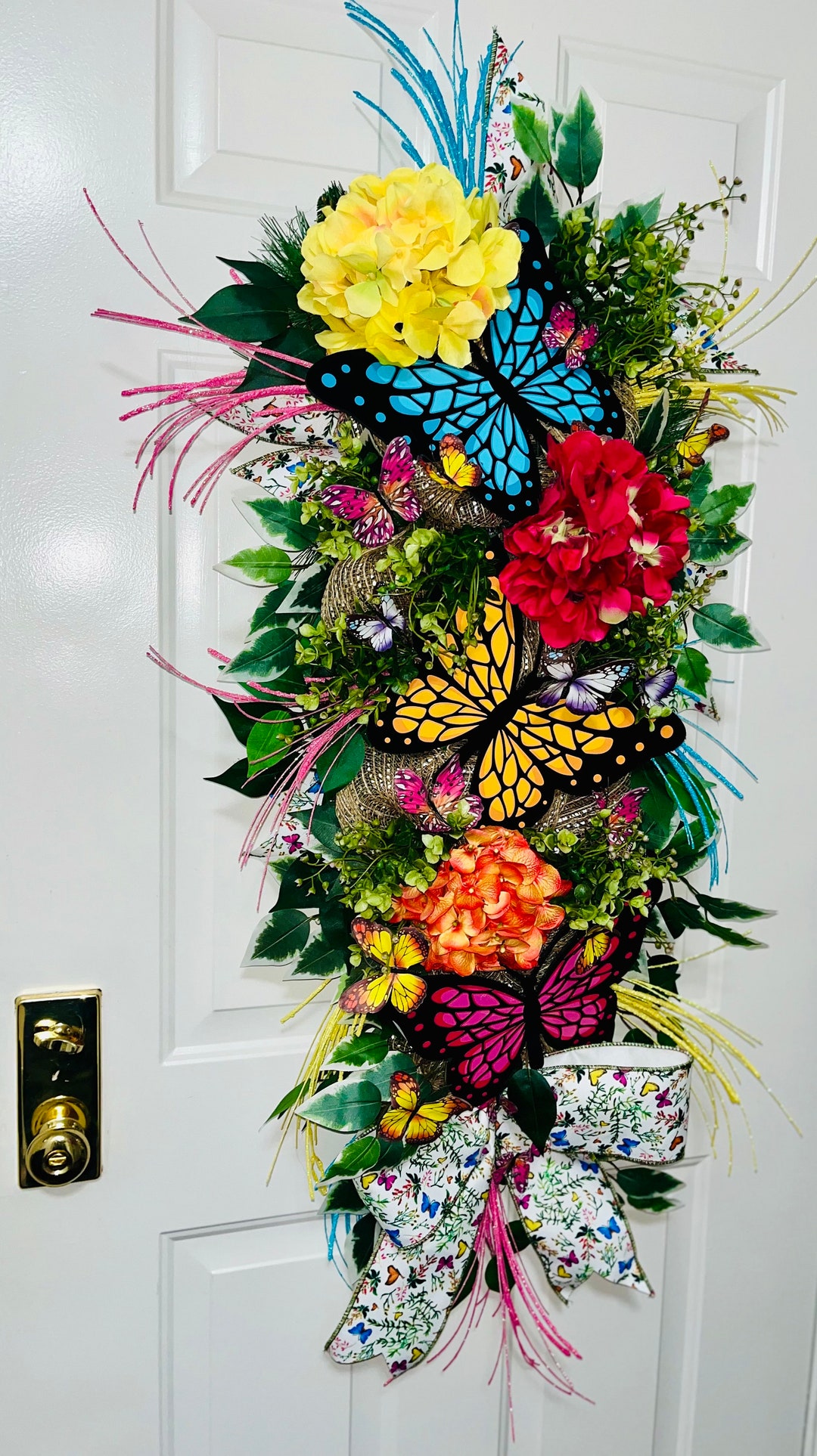 XL Spring Butterflies Swag, XL Spring Swag, XL Whimsical Swag, Spring ...