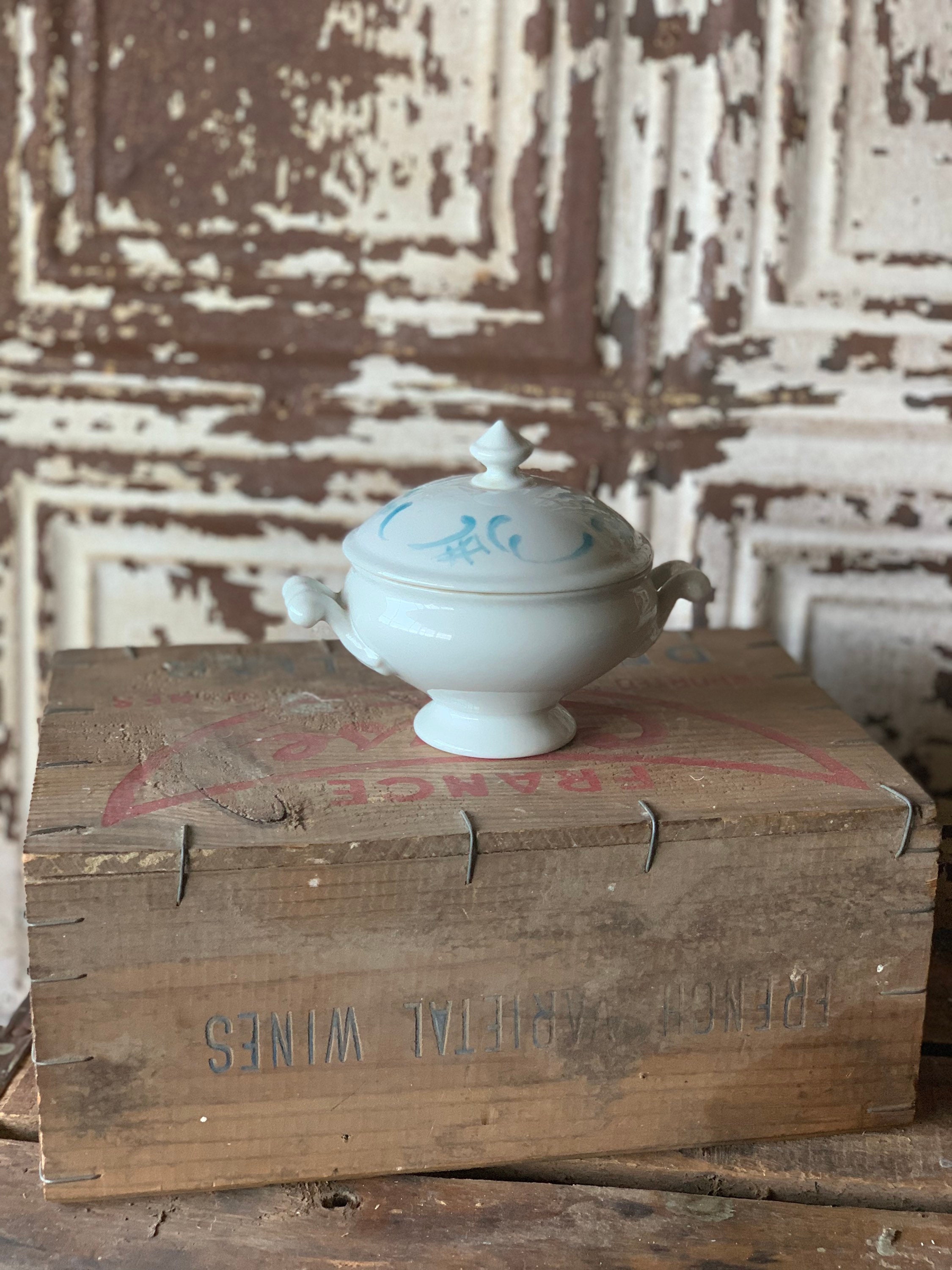 Vintage Unmarked Ironstoneesque Mini Tureen / Mustard Pot / Etsy