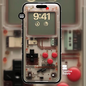 Retro Gameboy iPhone Wallpaper | Transparent aesthetic Lock Screen | Y2K Digital gift idea | Nostalgic Gift for her | Gift for him image 2