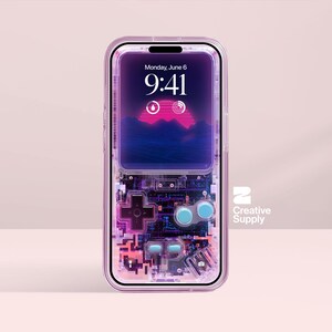 Sfondo viola per console di gioco retrò - Arte digitale trasparente Vaporwave per lo schermo del telefono / Estetica pastello carina e nostalgica per giocatori Lo-Fi