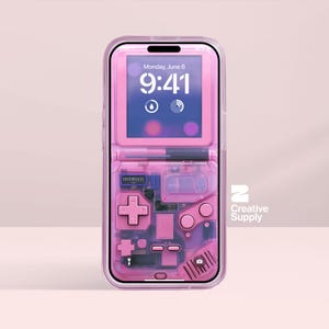 Sfondo trasparente rosa e blu per console di gioco – Scheda di circuito retrò realistica Y2K Arte digitale per lo schermo del telefono / Estetica da giocatore pastello