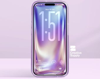 Iridescent Liquid Glass Wallpaper | Dreamy Holographic Gradient Glow Aesthetic Lock Screen | Blue Purple Abstract Phone Background