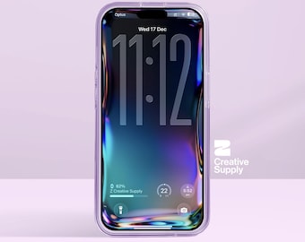 Iridescent Glass Wallpaper | Dreamy Holographic Gradient Glow Aesthetic Lock Screen | Blue Purple Abstract Fluid Minimal Phone Background