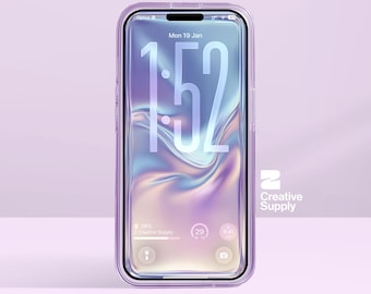 Iridescent Liquid Glass Wallpaper | Dreamy Holographic Gradient Glow Aesthetic Lock Screen | Blue Purple Abstract Phone Background