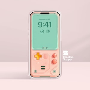 Sfondo retrò per Gameboy per iPhone / Schermata di blocco pastello ispirata ad Animal Crossing / Sfondo digitale trasparente per console
