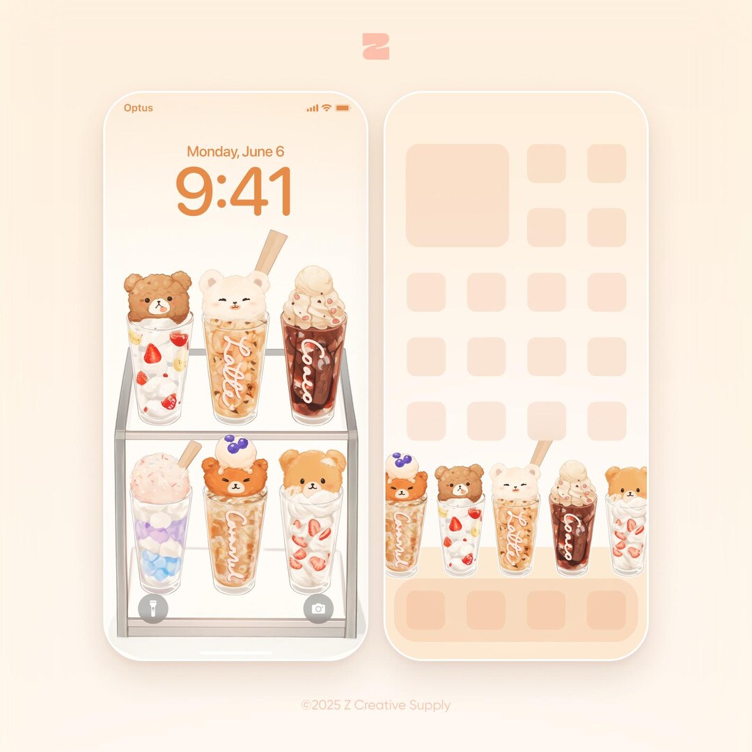 Cute Illustration Ice Cream iPhone Wallpaper Set of 2 | Retro Anime ...