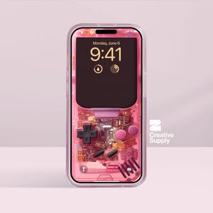 Pink Transparent Gameboy Phone Wallpaper: Retro Y2K Art (Digital Download)