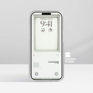 Retro klassisk datorbakgrund | Minimalistisk beige CRT estetisk telefonbakgrund | Vintage Tech låsskärm iPhone