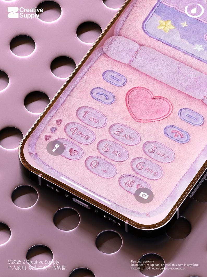 Retro Plush Flip Phone Wallpaper | Cute Pink Y2K Aesthetic Phone ...