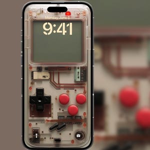 May include: A clear phone case with a retro game console design. The case has a transparent back and a black front with red buttons. The phone screen displays a digital clock with the time 9:41 and the date Monday, June 6. The text "&copy;2025 Z Creative Supply" and "个人使用,禁止二改二传转售" is visible at the bottom of the image.