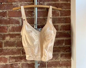 Vintage Playtex Bra Corset 38D Adjustable Straps Hooks Lace Beige Support Can Be Beautiful Lingerie Movie Costume 1970s