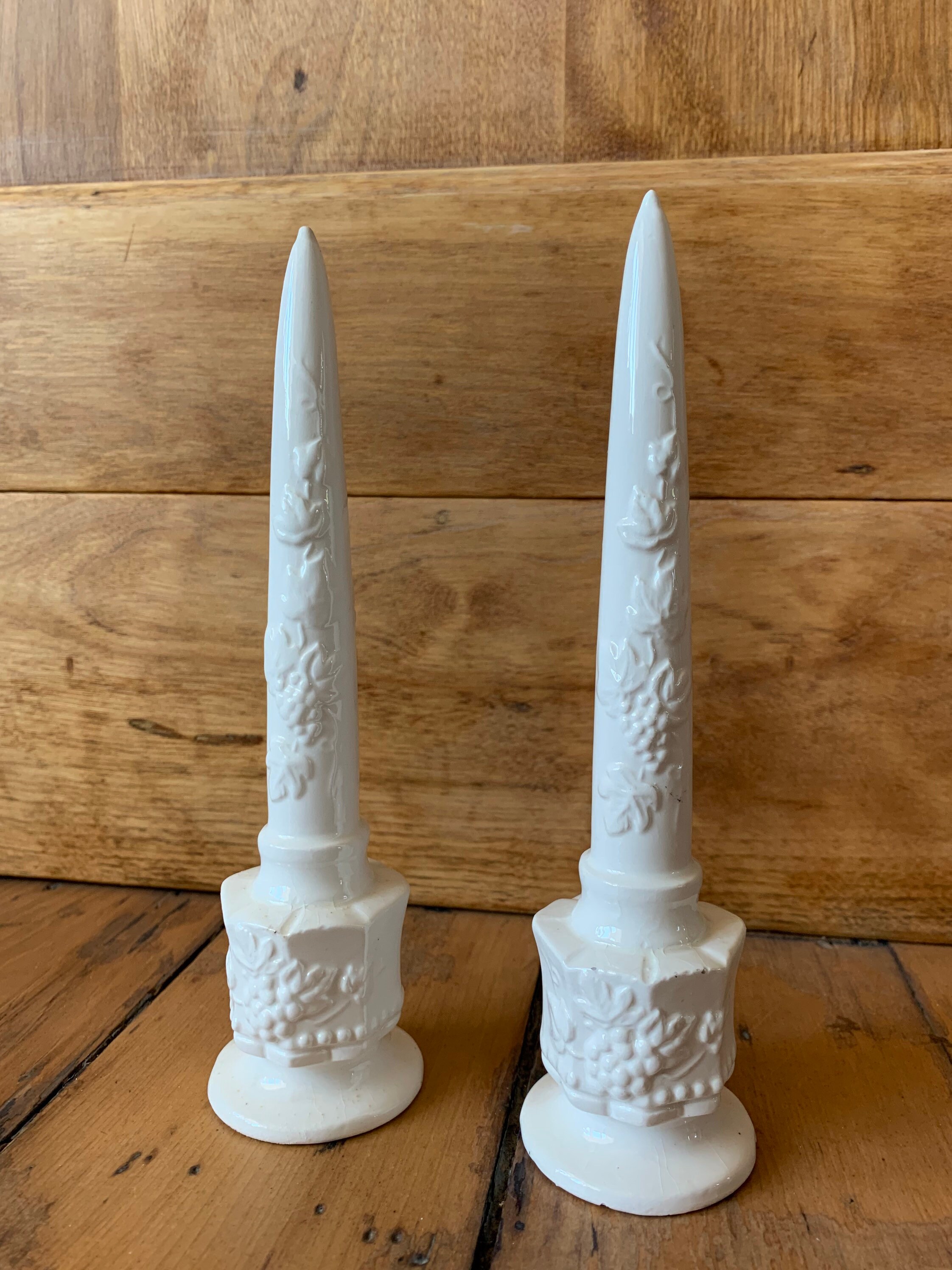 Vintage Ceramic Candlestick Holders With Candles Grapes Grape Etsy