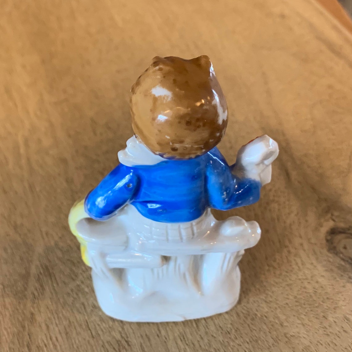 Vintage Porcelain Figurine Boy in Plaid Pants With Flowers and Etsy