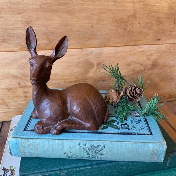 Vintage Red Mill Deer Fawn Figurine Woodland Forest Pecan Shell