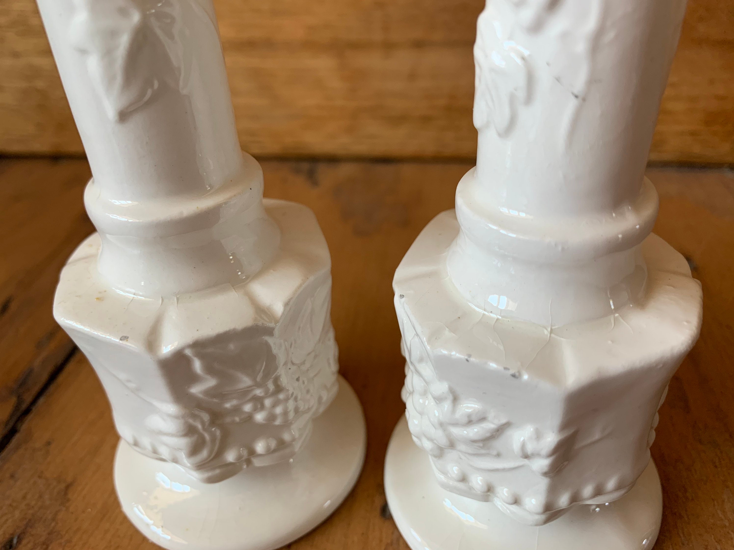 Vintage Ceramic Candlestick Holders With Candles Grapes Grape Etsy