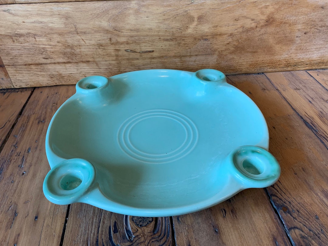 Vintage Ceramic Advent Candle Holder Heavy Plate 580 Light Green 4 Taper Candles 13 Diameter