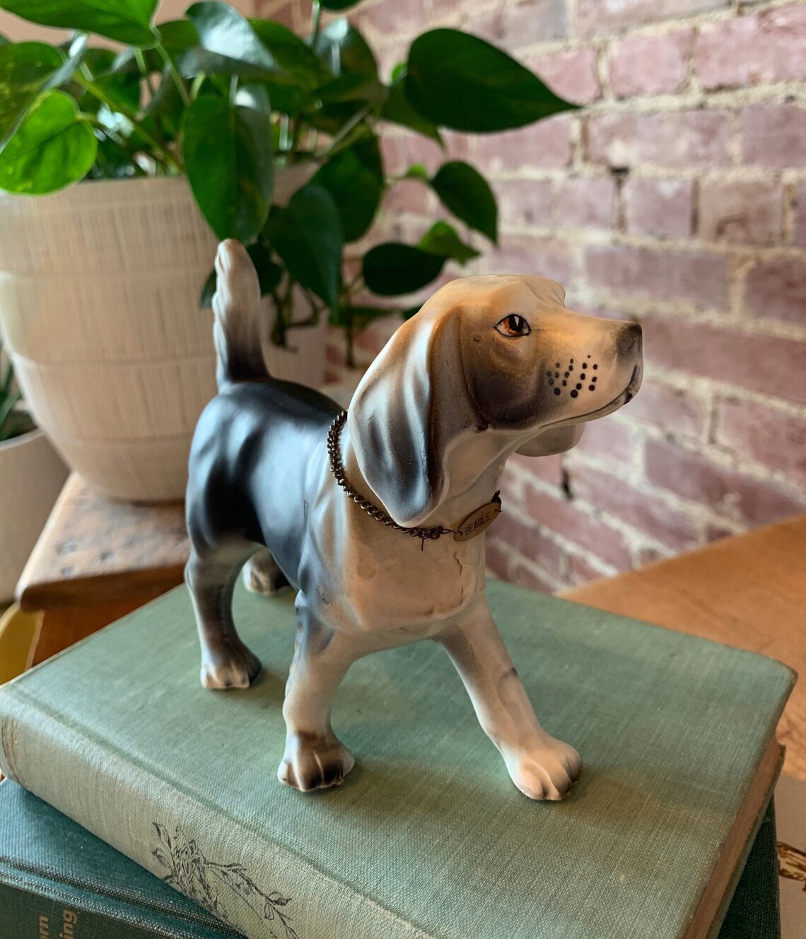 Vintage Beagle Figurine Hand Painted Ceramic Metal Collar Dog | Etsy