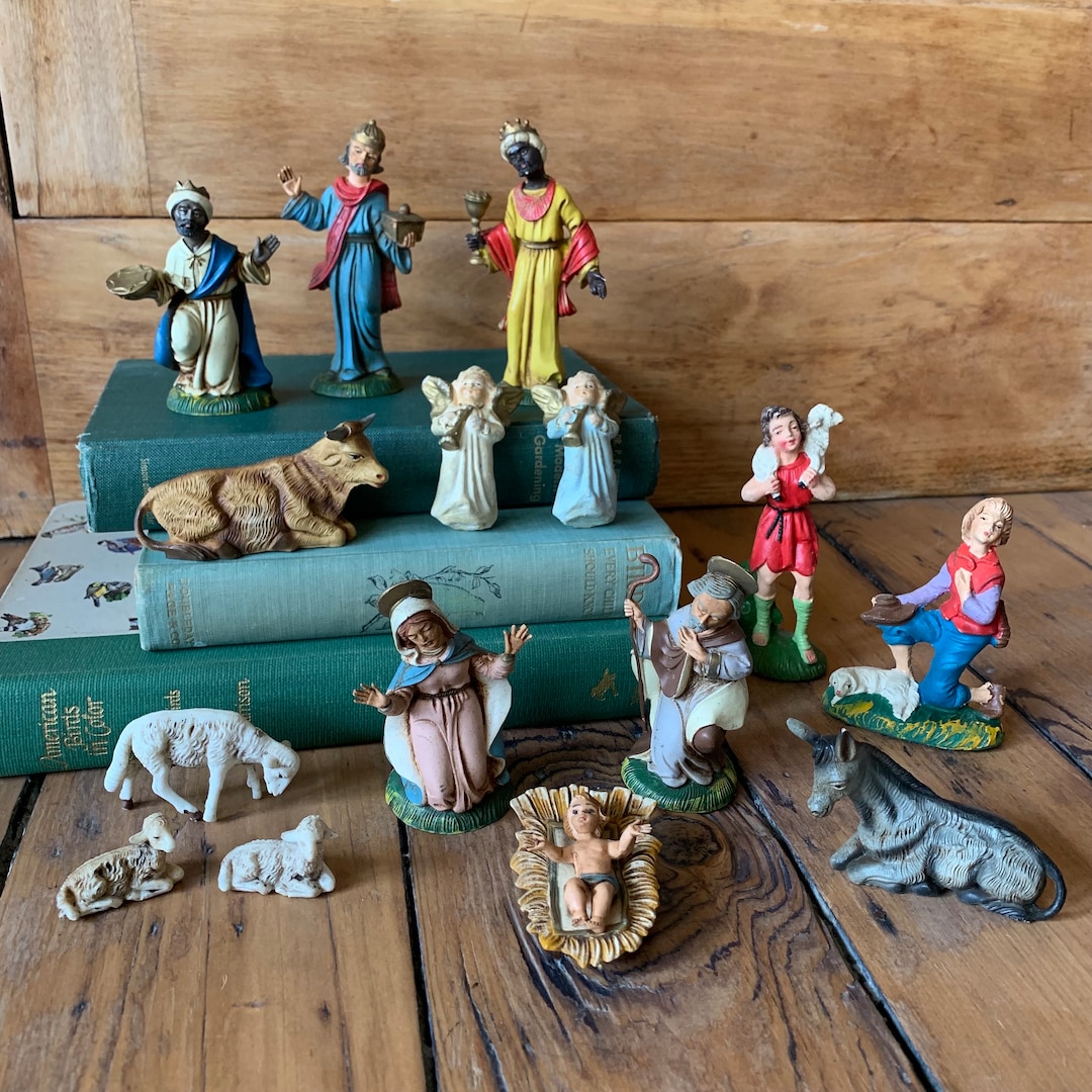 Vintage Italian Nativity Set Figurines Jesus Mary Joseph Angel Etsy