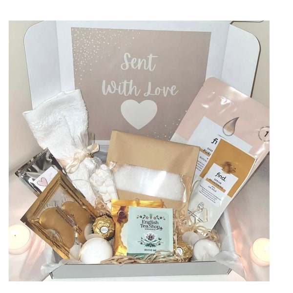 Spa gift box | Treat box ,spa gift for her ,spa gift box ,pamper hamper ,hamper for her ,hug in a box ,gift for friend , mum to be gift box