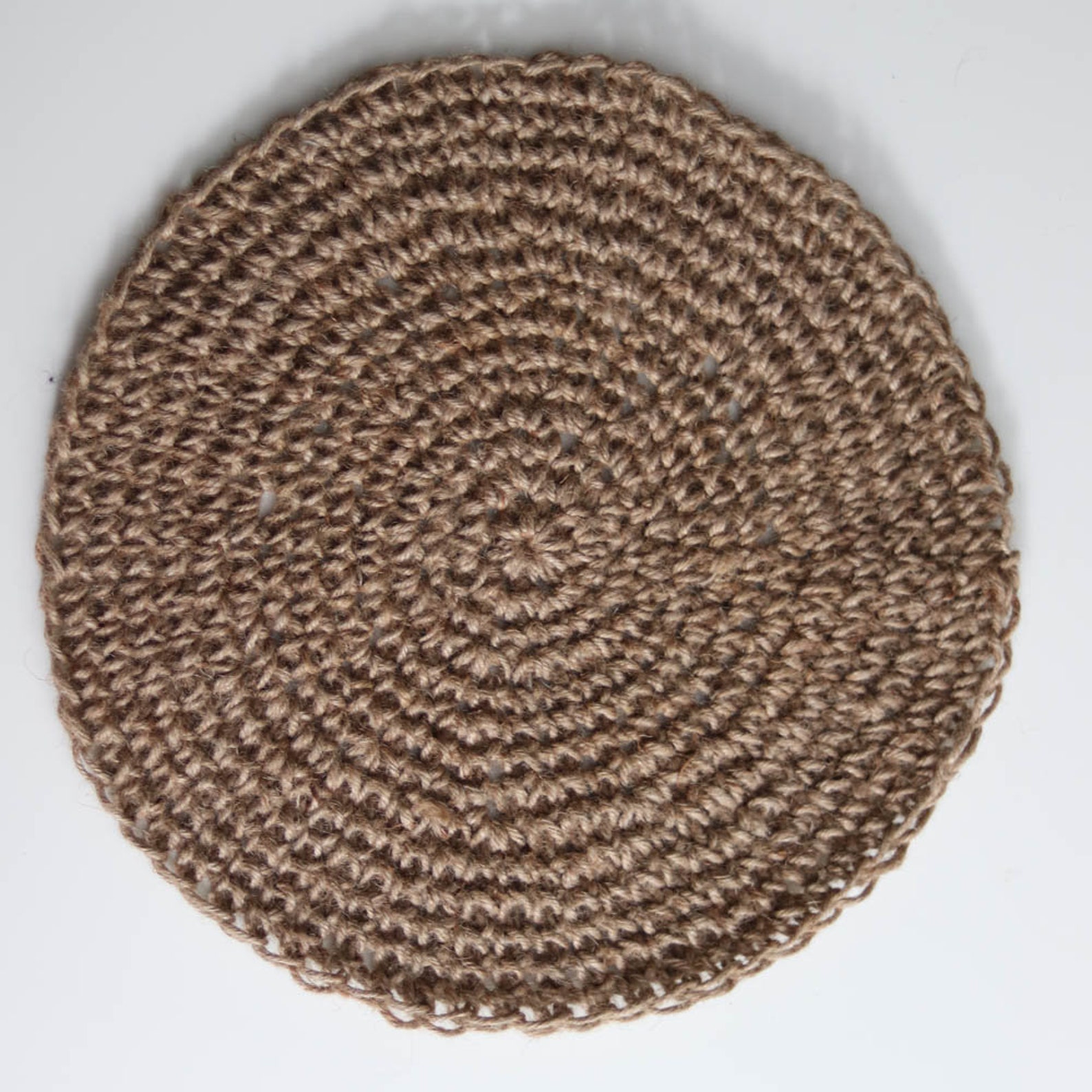 Round jute placemat boho table mat natural crochet mat boho Etsy