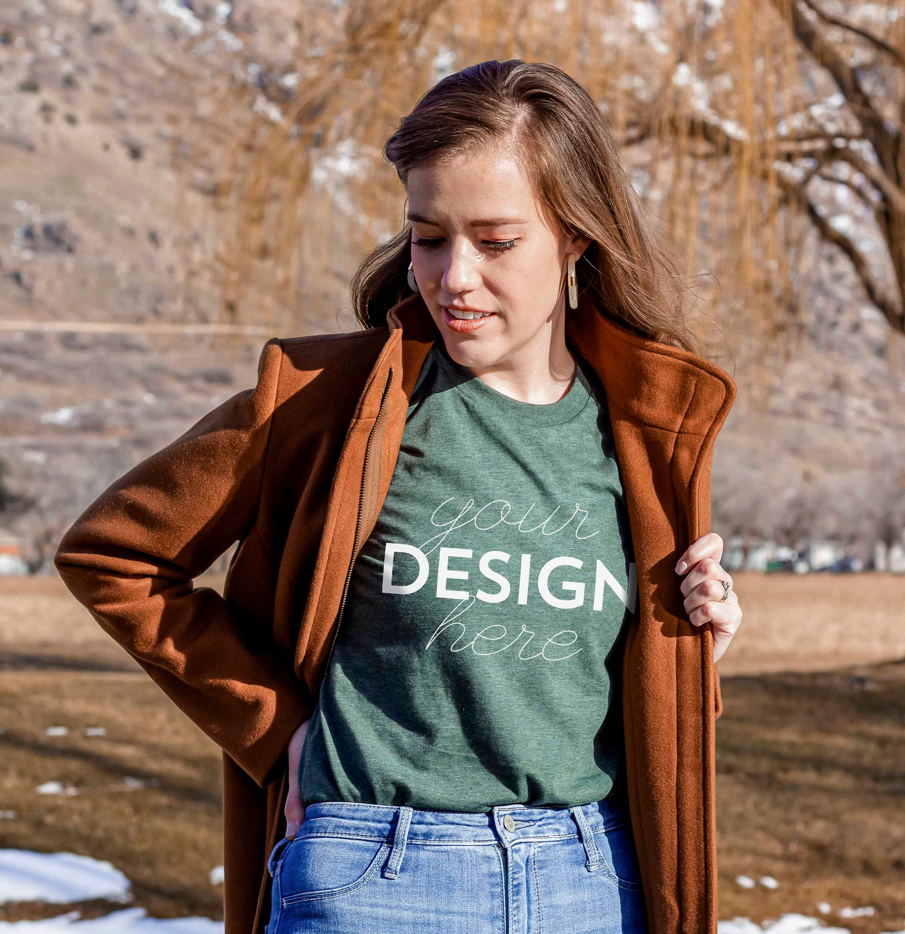 Download Bella Canvas Heather Forest T-Shirt Mockup Bella Canvas ...