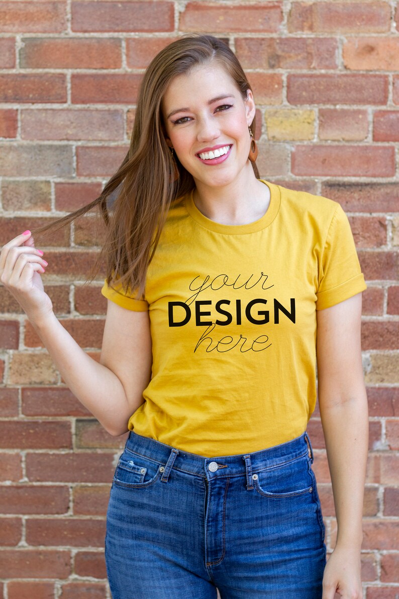 Download Mustard T Shirt Mockup Bella Canvas 3001 Mockup Model Mockup Bella Canvas Mustard T Shirt Mockup Color Photography Shantived Com