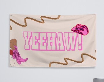 Yeehaw flag, Howdy Wall Tapestry, Cowboy Tapestries, Groovy Backdrop, Power Flag, Hippie Wall Hanging