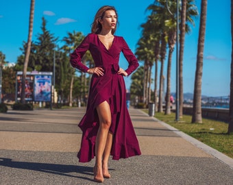dress burgundy long