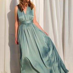 Bridesmaids dress | Infinity gown | Bridesmaids jumpsuit | Silk sage green dress | Wedding guest dress | Multiway dress | Convertible dress image 6