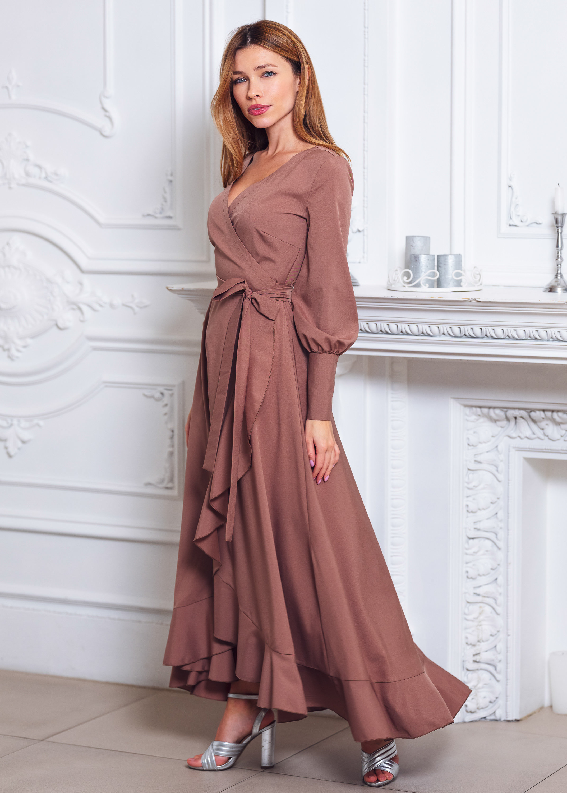 Brown long wrap dress, bridesmaid dress, cocktail dress, wedding guest dress, maxi party dress, formal dress, prom dress Brown long wrap dress, bridesmaid dress, cocktail dress, wedding guest dress, maxi party dress, formal dress, prom dress