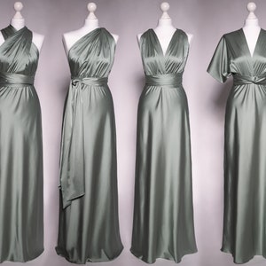 Infinity dress, sage green silk dress, bridesmaid dress, silk dress, multi wrap dress, convertible dress, multiway dress, long dress