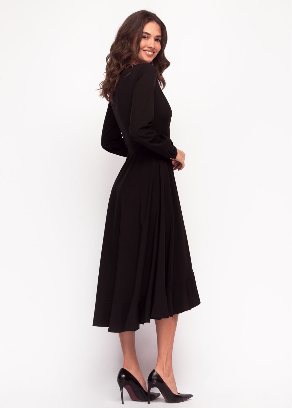 Black wrap dress Etsy