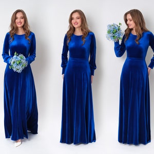 Blue Velvet Gown Etsy Canada