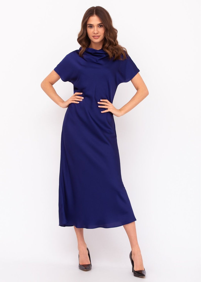 Satin Navy Blue Dress