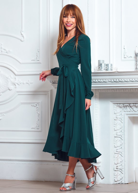 slim fit dress slacks Genesis Kelly Green Mesh Ruched Dress, Small / Kelly Green