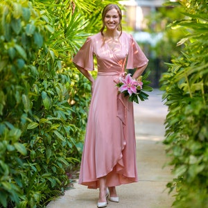 Blush Pink Modest Bridesmaids Dresses - Etsy Canada