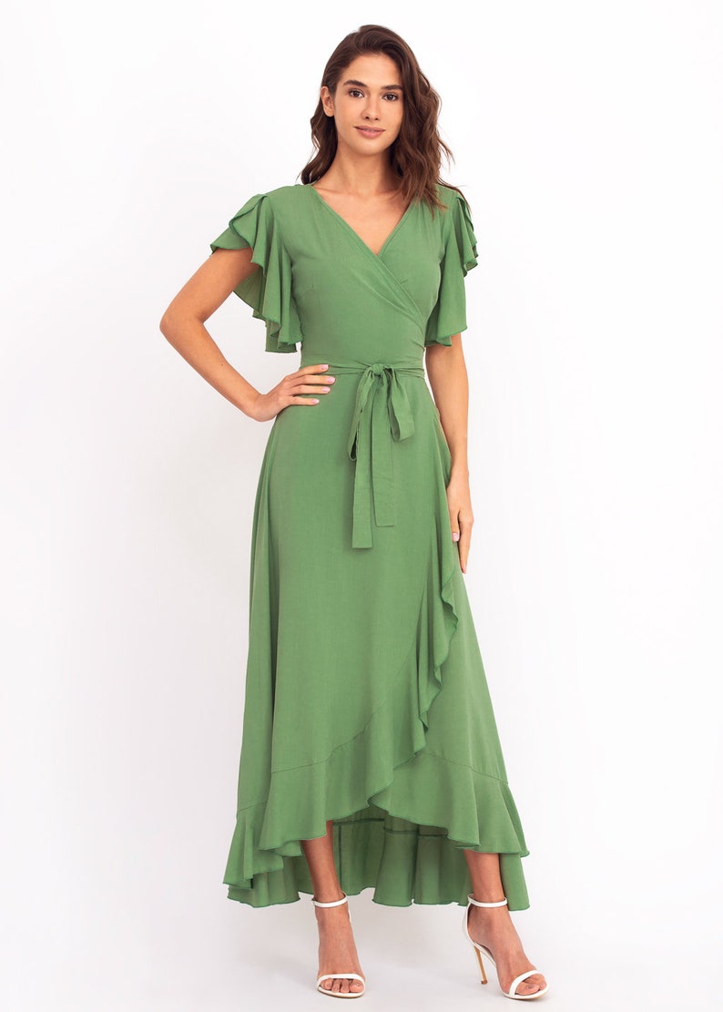 sage green wedding guest dress