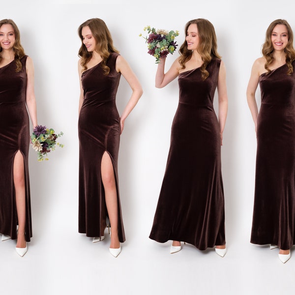 Brown Velvet Dress Etsy