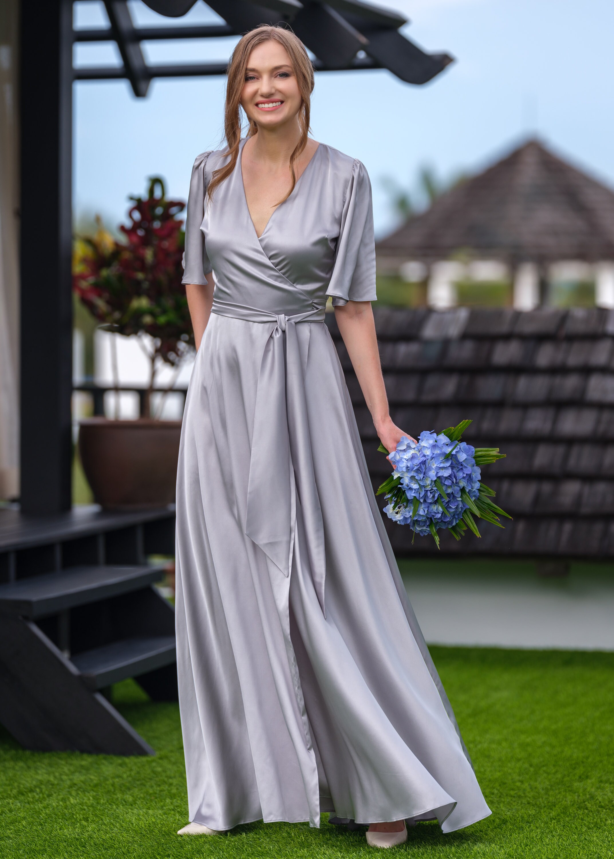 green emerald velvet dress Gray Tulle Long A-Line Prom Dress with Beaded, Spaghetti Straps Gray E main image 1