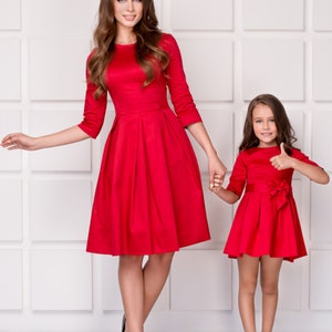 Mommy and Me Red Cotton Dresses, Mother and Daughter Dresses ...