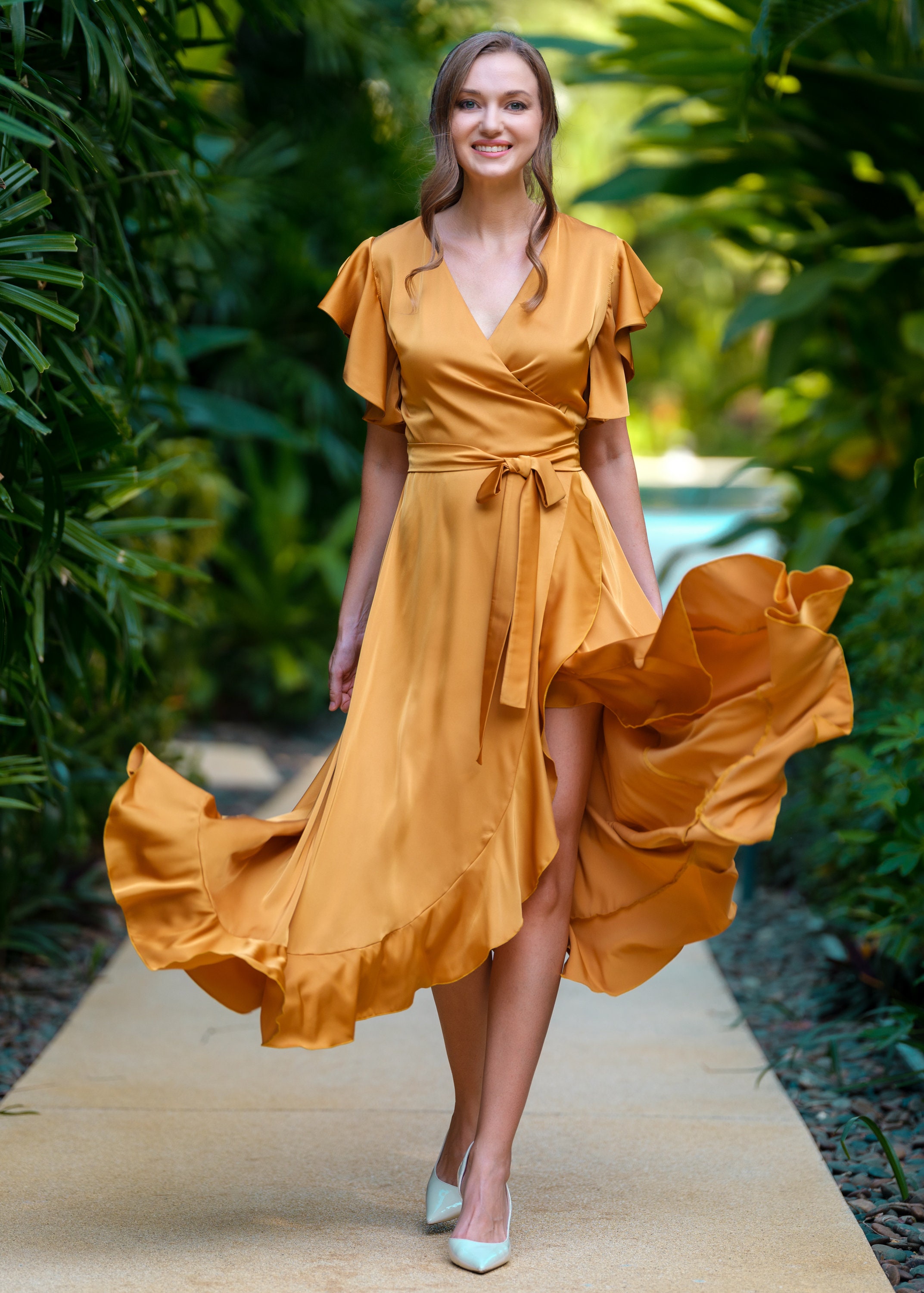 gold dress with ruffles Juliet JT2556S Ruffled A Line Long Formal Lace Applique Prom Dress – The  Dress Outlet