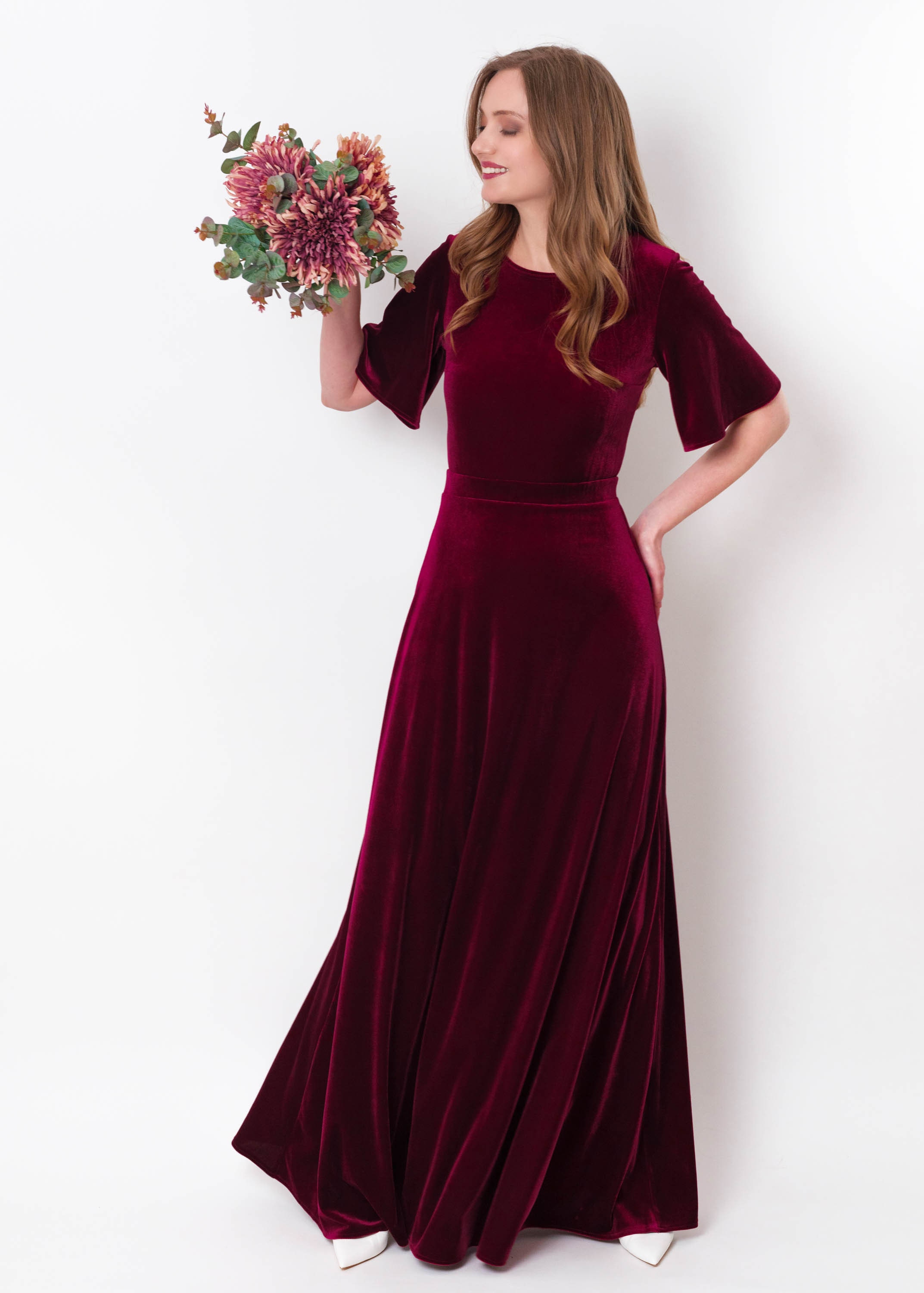chinese dress ladies Hyade Burgundy Plus Size V-Neck Floral Maxi Dress