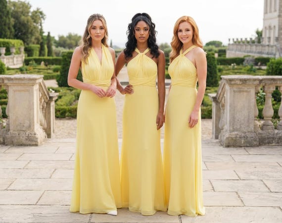 Lemon Chiffon Infinity Dress | Convertible Bridesmaid Gown | Wedding Guest  Outfit - Etsy