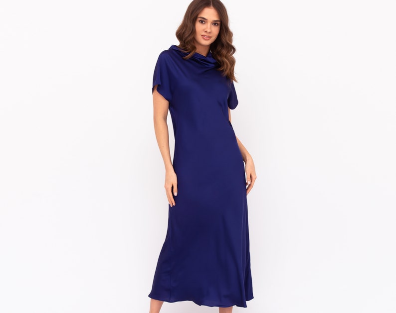 Satin Navy Blue Dress