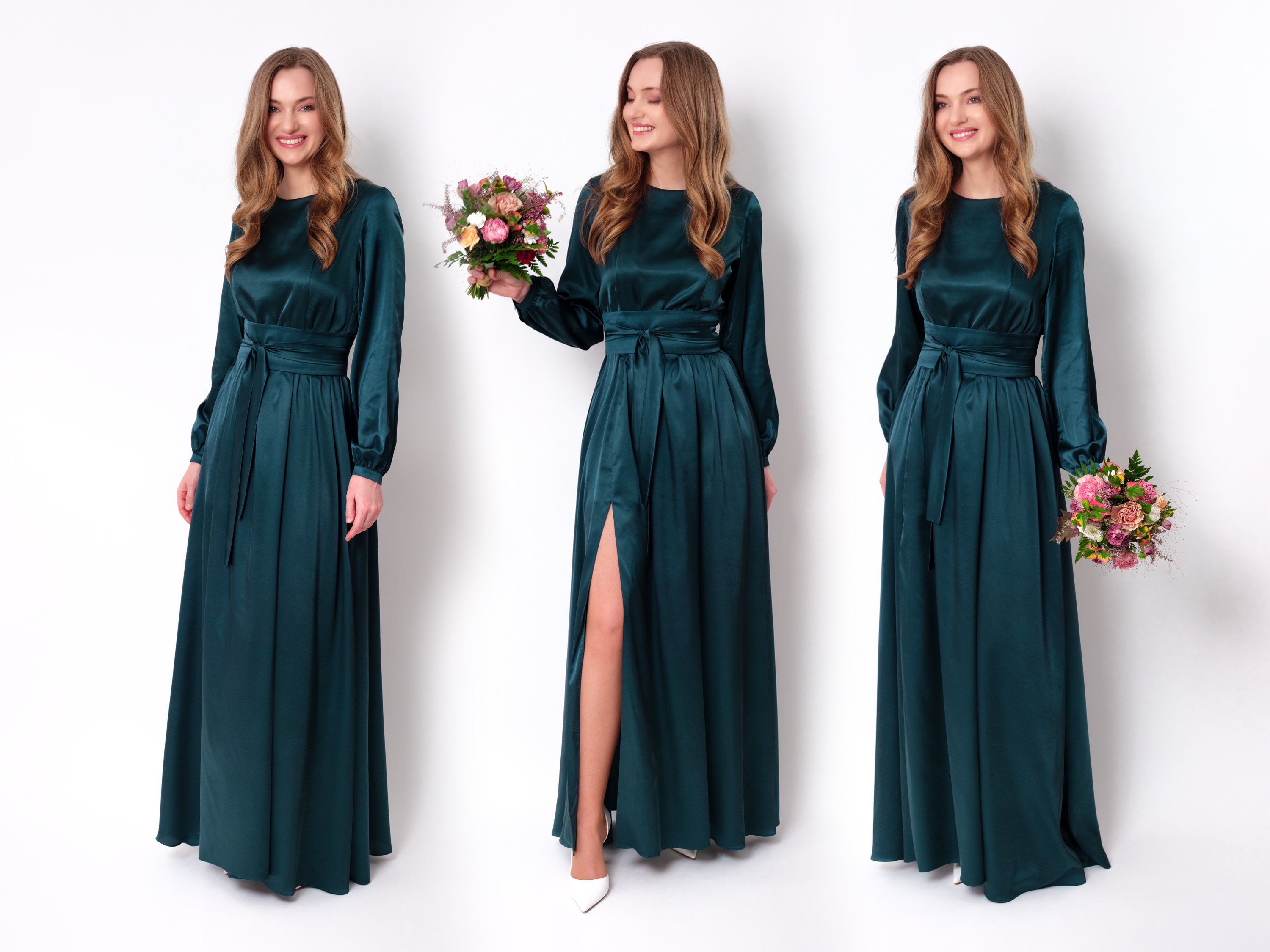 plus size chiffon evening dresses A-Line Plus Size Dresses Elegant Curve Dress Formal Wedding Floor Length Long Sleeve V Neck Chiffon with Sequin main image 1